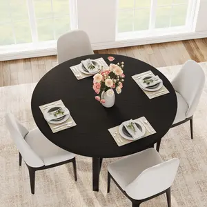 Industrial Style Round Dining Table – 47" Wooden Table with Sturdy Metal Frame – Rustic Brown Finish – Seats 4-6 – Large Circle Table for Dining Room or Kitchen (No Chairs)