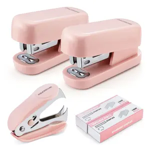 #fathersdaygift WORKPRO Mini Stapler with Staples, Pink Stapler Set Includes Two Small Staplers, One Staple Remover, 2000 Standard Staples - Cute Staplers for Desk with Non-Slip Base, Lock Design