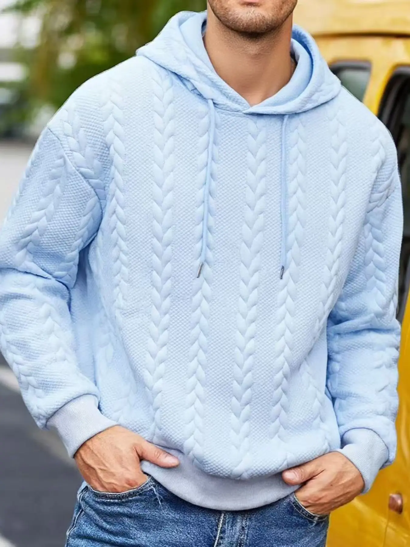 Men's autumn and winter coarse-knit hooded sweatshirt - a casual and warm Fitted pullover with a drawstring cap, a soft knitted sportswear, suitable for daily street wear and outdoor activities, available in multiple colors.Couple style sweaters