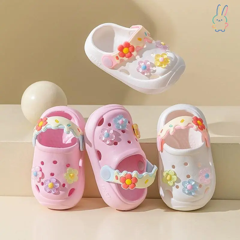 ERT-[Cute Slippers] Cute Transparent Summer Slippers, Soft Sole DIY Hole Shoes|     Girls' Indoor Youngsters' SandalsGood-DY