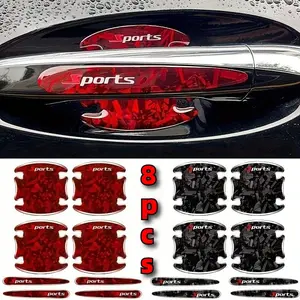 Car Door Bowl Protective Sticker, Carbon Fiber Pattern Car Anti-collision Strip Decoration, Car Door Handle Sticker, Anti-scratch Car Door Adhesive Strips, Car Decals, Car Accessories