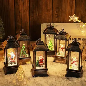 Christmas Decoration Santa Glowing Phone Booth Oil Lamp, Christmas Wind Lantern Gift Bar Desktop Ornament, Holiday Home Lighted Lantern