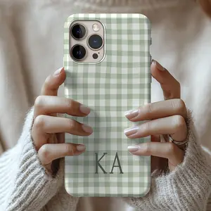 Personalized Phone Case Monogram Custom Design Phone Cover Striped Pattern Case Protective Style Initial Custom Made Gift Matte Trendy Case