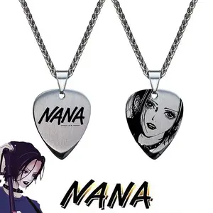 NANA Cosplay Anime Oosaki Nana ナナ Pendant Necklace Punk Men Women Alloy Chain Choker Guitar Pick Jewelry Accessories Fans Gift