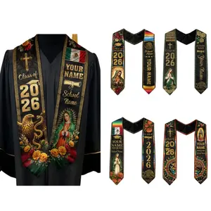 Custom Aztec Mexican Graduation Stole 2026, Mexican Flag Graduation Sash, Mexico Pattern Stole, Virgen de Guadalupe Sash Senior Grad Gift