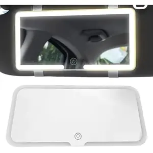 Car Vanity Mirror Sun Visor Rechargeable LED Car Mirror 3Modes & 60LEDs Touch Control Dimmable White