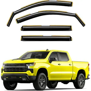 In-Channel Side Window Deflectors for Chevy Silverado 1500/GMC Sierra 1500 2019-2026 Crew Cab, Polycarbonate Weatherproof Durable, Firm Installation Original Look Automotive Exterior Truck Accessories