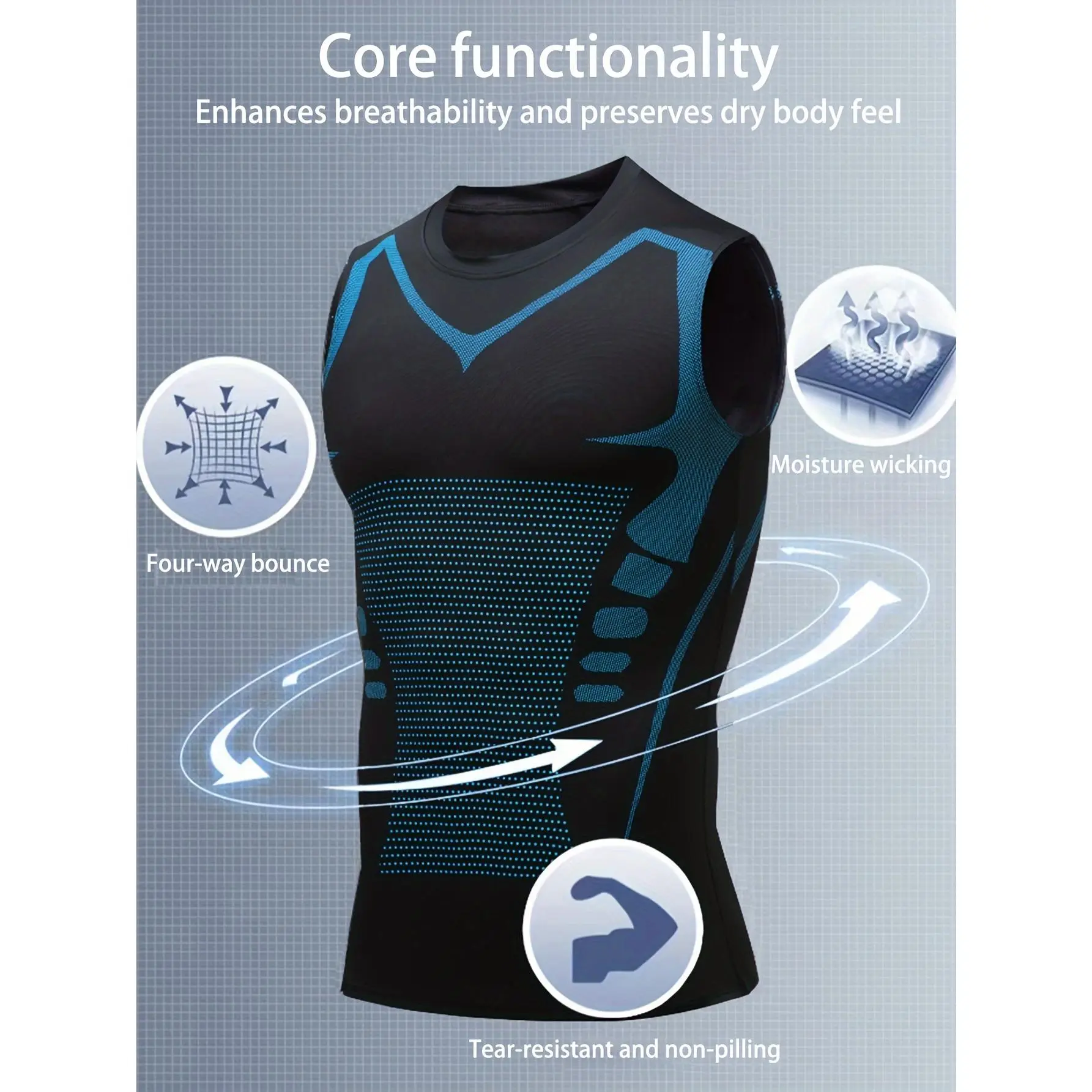 [1pc Compression Basketball Tank Top] 1pc Men's Sports Compression Tank Top Basketball Athletic Sleeveless Shirt Training Vest, Moisture-Wicking Stretch Wide Shoulder Breathable Base Layer For Fitness