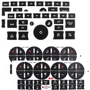 AC Dash Button Repair Kit - 4 Black Crystal Letter Print Stickers for Select 07-14 GM Vehicles & Radio Dash Buttons - Powder Coated Metal or Plastic - Outdoor Use - Decal