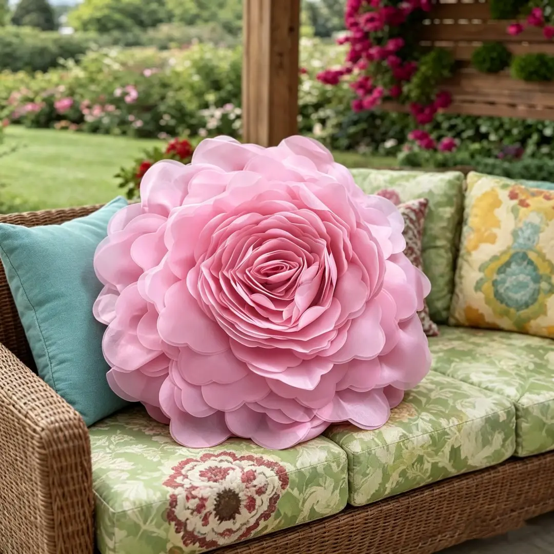 Princess Style 3D Rose Flower Pillow Cover, French Romantic Home Decor Cushion Case, Handmade Realistic Rose Peony Sofa Bed Pillow, Gift for Holidays Birthdays