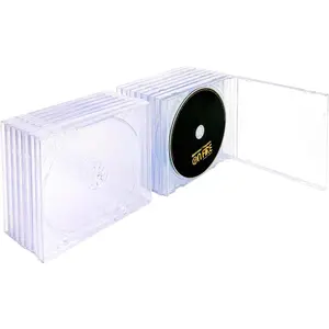 Standard Single Clear CD Jewel Case - Pack of 15, cd holder case with Assembled Transparent Tray
