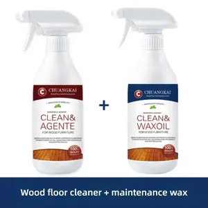 Chuangkai Clean & Agente & Waxoil Two-in-One Wood Floor Cleaner & Maintenance Wax for Stain Removal Polishing Dust Prevention Brightening All-in-One Bottle Household