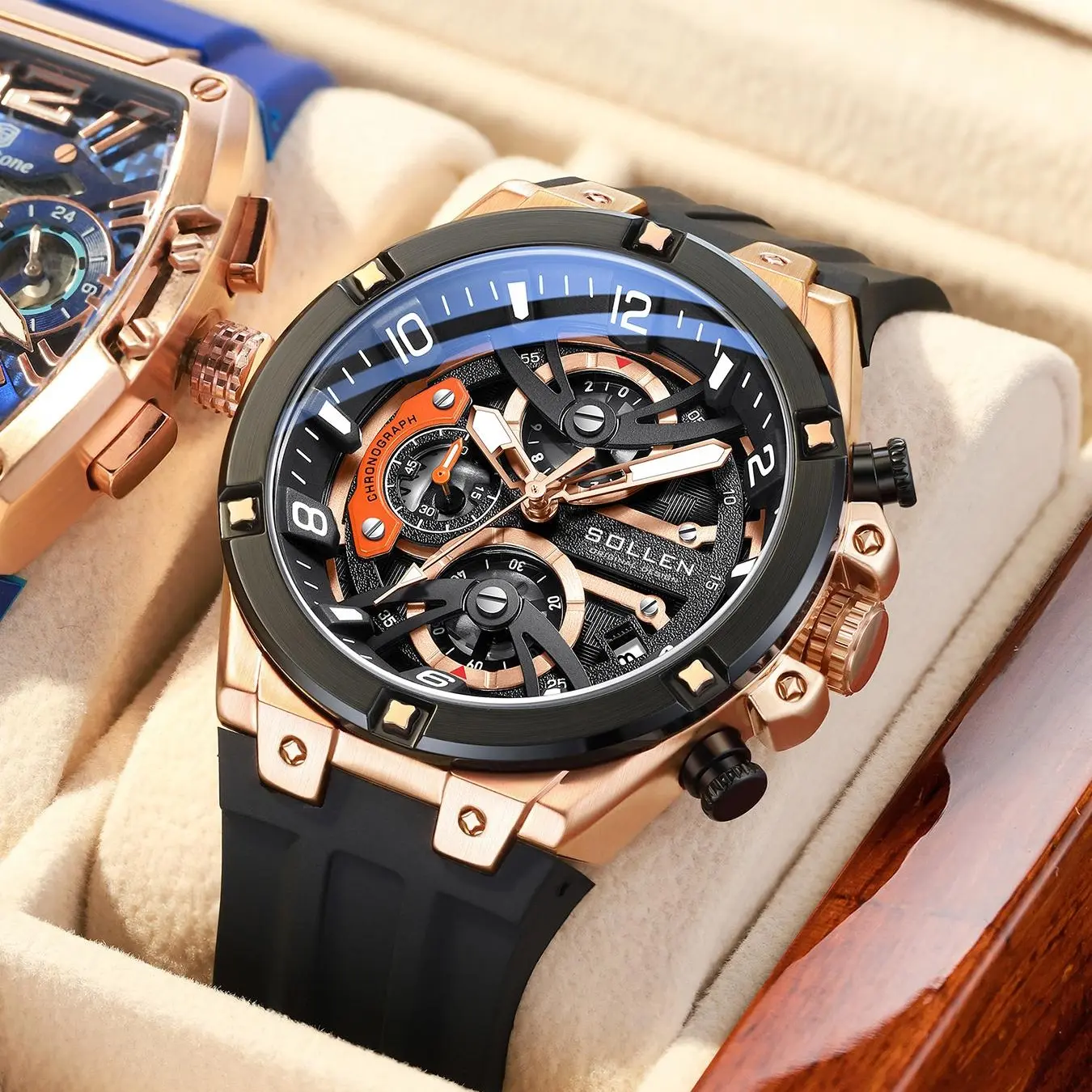 Men's Sports Chronograph Watch – Large Dial, Multifunction Quartz, Date Display, Luminous & Waterproof Design, Durable Silicone Strap Gift for Boyfriend, Husband, or Dad – Perfect for Birthday, Valentine’s, or Father’s Day-720
