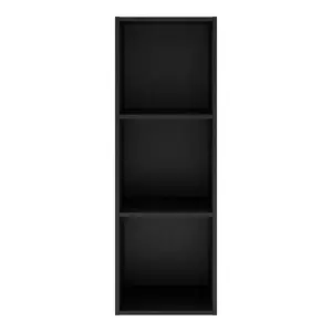 24/7 Shop At Home aModular Modern 3-Cube Storage Organizer Shelves, Stackable Wood Bookcase Fits Cubby Bins for Organization, Dorm Teen Room Decor, Home Office