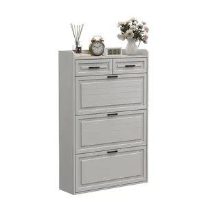 Shoe Cabinet with 3 Flip Drawers & 2 Storage Drawers, Narrow Hidden Shoe Organizer for Entryway