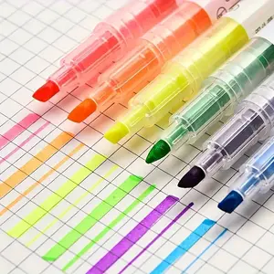 6pcs pack dual head highlighter - vibrant colors, chiseled tips and fine tips, Fine Tip Markers, durable multifunctional marker pen suitable for students and office use, perfect for back to school stationery, creative