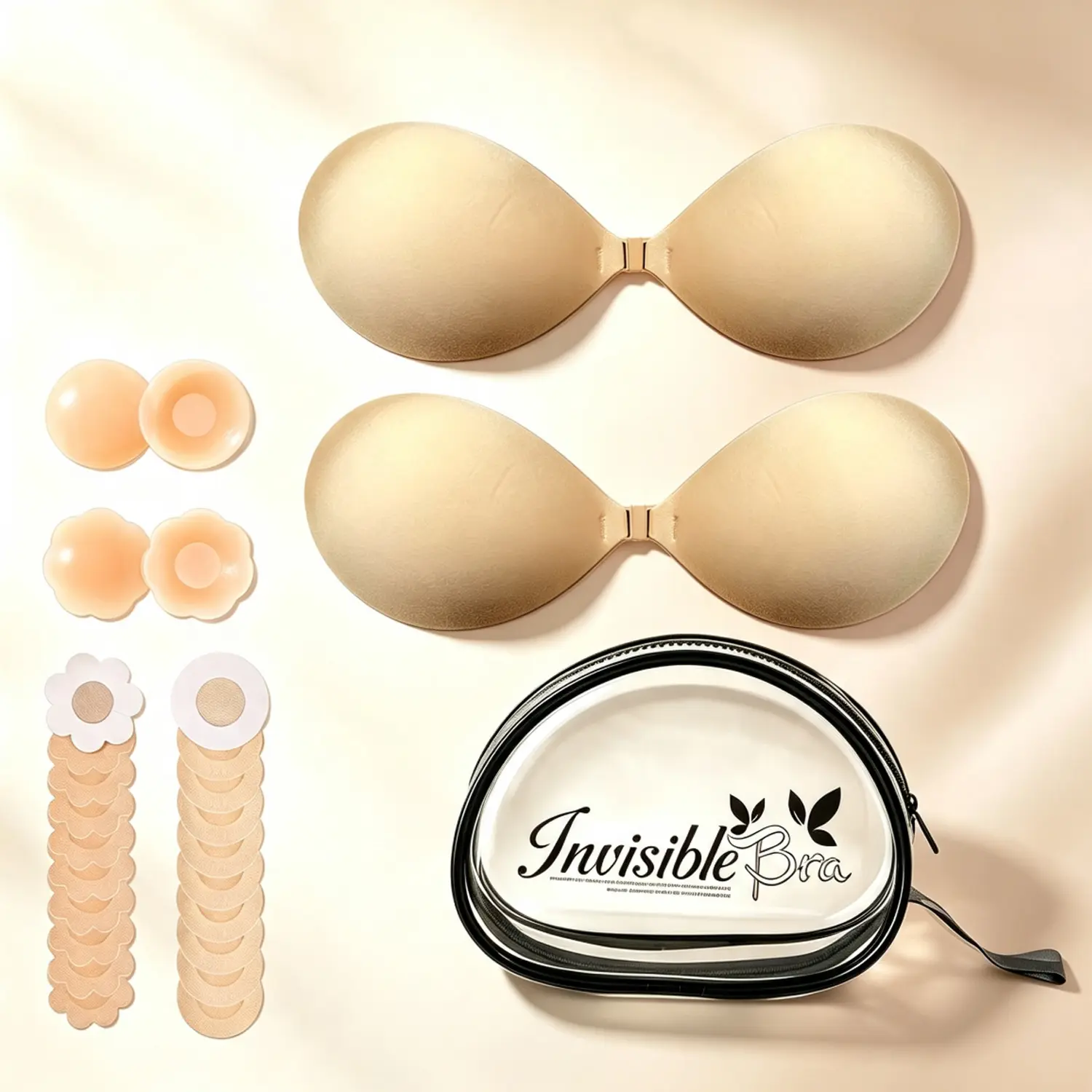 Reusable Push Up Sticky Bra - Waterproof Sweatproof Invisible Adhesive Bra for Backless Dress Wedding Party Date Night Womenswear Women