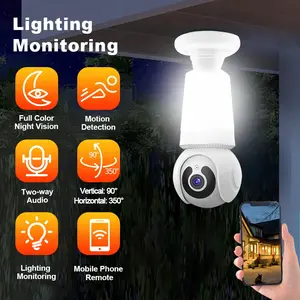 360° Wi-Fi Bulb Surveillance Camera, Smart Home Security, Indoor Outdoor Monitoring, Motion Sensor Alert, Remote Viewing, Enhanced Protection
