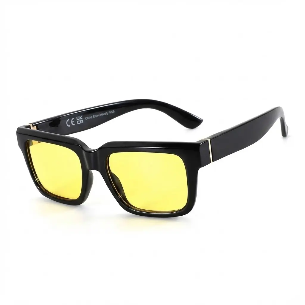 ZENOTTIC Unisex Polarized Rectangular TAC Sunglasses - Men's/Male & Female Full-Rim Frames, Yellow UV Protection Lenses for Night Driving & Everyday Use, Men's Sunglasses, Sunglasses For Women