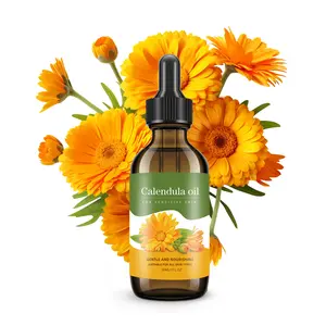Calendula Oil for Skin,  Gentle Natural Lightweight for Anti-Aging Firming, Moisture Hydrating, Smooth Wrinkle, Perfect Daily Face & Body Care (1 Fl Oz)