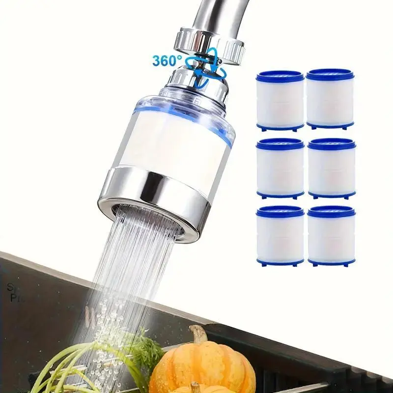 6+1 Premium Water Purification Faucet, Sink Filter Faucet, Bathroom Faucet Filter, Universal 360° Rotating Bathroom Sink Filter, ideal for homes, hotels, RVs, kitchens, toilets, and bathrooms. Easy to replace, filters cleanly.