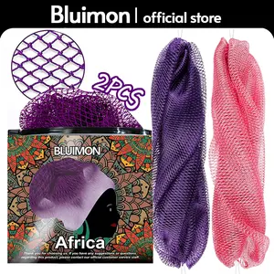 2PCS African Exfoliating Net Sponge, Authentic, Ethically sourced from Nigeria, 45 inches Long, Back Scrubber for Daily use，Body Scrubber Exfoliator - Back Scrub for Shower Bath sponge