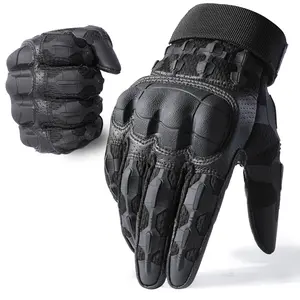 Outdoor Protective Gloves Sports Gloves PU Leather Gloves Touch Screen Knuckle Hard Shell Protective Gear for Motorcycle Hiking Camping Woking Tactical Full Finger Gloves