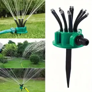 360 Degree Rotating Garden Sprinkler Head, No Electricity Lawn Irrigation System, Multi-Head Wide Angle Spray, Durable Plastic, Easy Installation