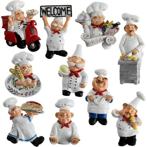 10 Pieces Chef Fridge Magnets, Cute Italian Chef Magnets for Refrigerator, Funny Kitchen Chef Figurine Decorations, 3D Resin Baker Refrigerator Stickers for Whiteboard, Map, Cabinets