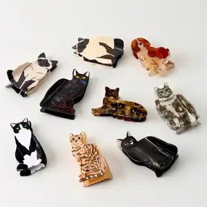 New Korean Style Cute Cat Hair Claw Clips, Ragdoll & Siamese Animal Design, Half-Up Hair Shark Clip for Women