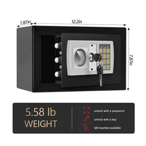 Dual Lock Security Safe Box with Electronic Password & Key, Anti-Theft Safe for Home Office Dorm Cash Money Document Storage bill slot piggy bank cash coin outdoorfun fathersdaygift Safe Deposit Box Mechanical Safe Box