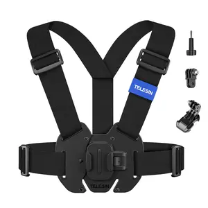 【TikTokShopStockUp】TELESIN Adjustable Chest Mount Harness Strap for 360 Action Cameras, GoPro Hero 13/12/11/10/9/8, DJI Osmo Action 5/4/3 Pocket 3, Insta360 X5/X4/X3/ACE/GO 3, Akaso, Xtra– Compatible with GoPro & DJI Cameras
