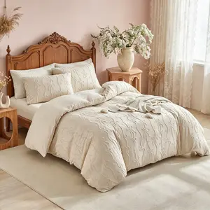 Bow Pattern Duvet Cover Set 2/3 counts - Khaki Bedding Set, no filling, Soft and Comfortable Breathable Bedroom Decor, Bow Tie Pattern Pillowcase Set, 9 Sizes, all Seasons,  Bohemian Distressed Style Bedding Set. Cute、Romantic. Decorative Bedding Set