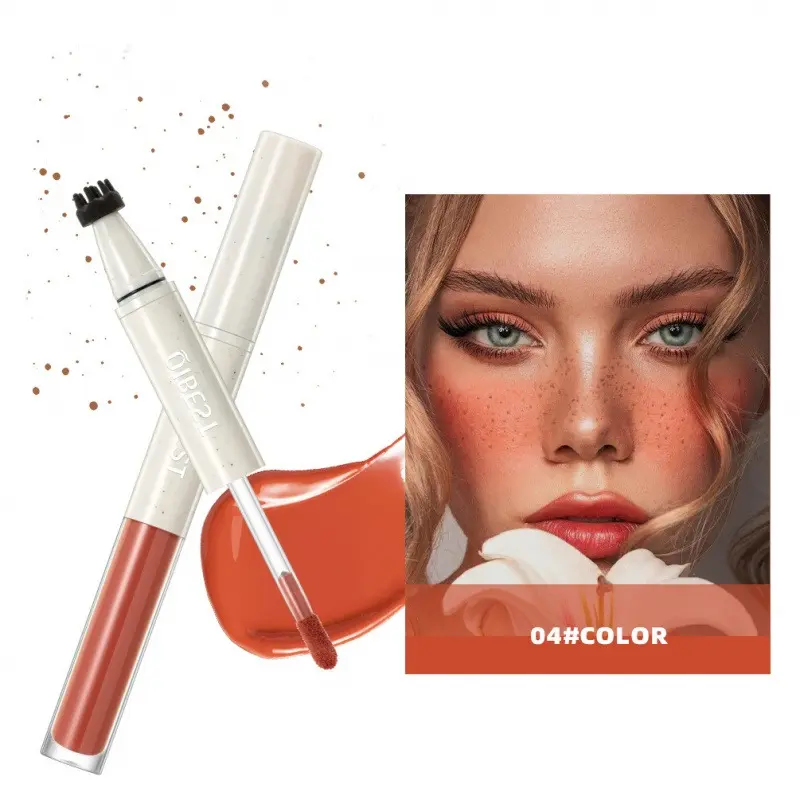 2-in-1 Waterproof Blush with Freckle Pen, Portable Dual-End Design