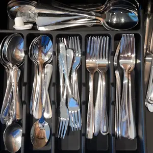 LVABZ 【Halloween Deals】Stylish 60pcs Stainless Steel Cutlery Set - 12-Adult Dinnerware Sets, BPA-Free Tableware, Kitchen Supplies with Dinner Knives, Salad Forks, 12 Dessert Spoons, Gift-Boxed, Dishwasher-Safe, Ideal for Parties, Birthday Gifting