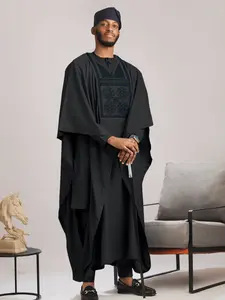 Men's African Style 3-Piece Set, Top Bottom Outer Robe Combo Islamic Premium Traditional Muslim Thobe Jubba, Formal Chic Trendy New Arrival, Hot Selling Men's Fashion