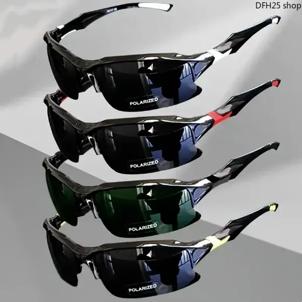 Polarized Sports Eyewear 4 Packs, Rimless Lightweight Windproof Sunglasses, Sun Protection Eye Wear for Men and Women, Suitable for Driving Fishing Baseball Outdoor Activities, Square Cat Eye Oversized Casual Daily Eyeglasses as Adult Festival Gifts