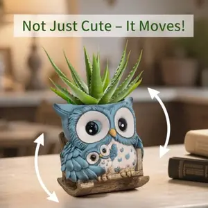 Unique Owl Plant Pots Indoor, Cute Small Succulent Pots with Drainage Hole, Resin Flower Pot for String of Pearls, Gift for Mother