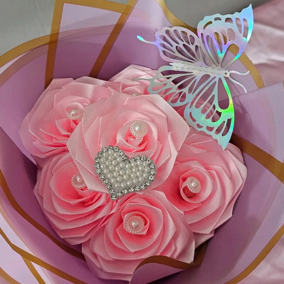 Butterfly Eternal Roses Bouquets. Bouquet Rosas Eternas.