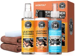 Leather Cleaner and Conditioner Non-Toxic Gentle Total Interior Cleaner Car Wash Kit, Leather Boot Care Kit, Safe for Use on Car Interiors, Leather Apparel, Furniture, Sofa, Shoes, Bags