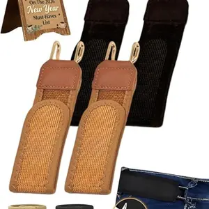 2PCS,Buckle-Less Belt Hooks, Tactical Metal Hook Elastic Belt, Adjustable Magic Tape No Buckle EDC Band for Man Women