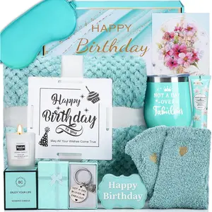 Birthday Gifts for Women, Happy Birthday Gifts for Mom, Her, Sister,  , Girlfriend, Coworker, Wife Bday  Ideas,  Relaxing  Birthday  Basket for Women Care Package w/ Blanket