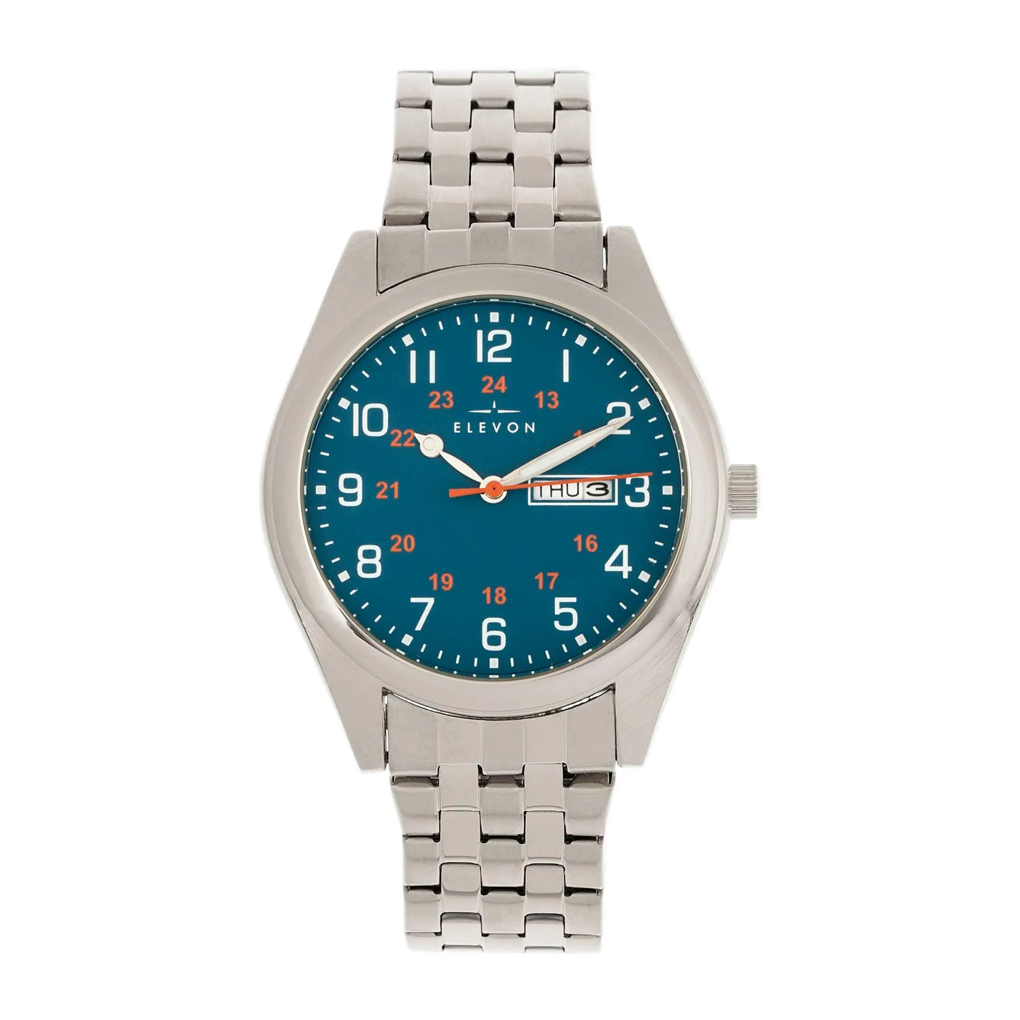 Elevon Men's Gann Silvertone Teal Dial Watch