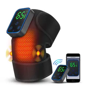 Wireless Vibration Heating Knee Brace, Dual Control Electric Knee Massager, Graphene Heat Pad, Detachable Controller, 7 Temperature Settings, Adjustable, Cordless