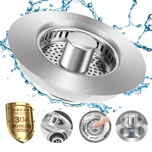3 in 1 Kitchen Sink Drain Strainer - Stainless Steel Sink Stopper, Anti-Clogging Sink Food Catcher Basket