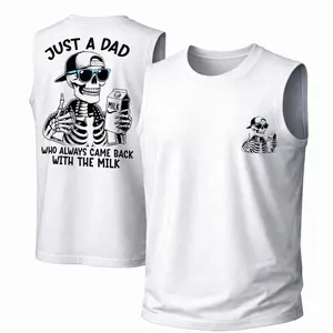 Men's Cotton Sleeveless Tank Top - Just A Dad Who Always Came Back With The Milk Printed Style. This Is A Casual Item Suitable For Both Men And Women, Especially Perfect For Spring And Summer; The Cool Print And Classic Crew Neck Cut