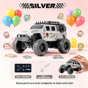 Children's Day Sale,1:64 Mini RC Jeep Truck Toy Gift, Alloy Body Remote Control Car with LED Lights, 2.4GHz Wireless Control, Adjustable Speed & Steering
