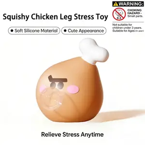 Kawaii Chicken Leg Bubble-Blowing Toy, Squishy Squeeze Fidget Toy, Durable Stress Relief Toy for Home & Office