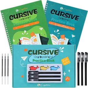 Grooved Cursive Handwriting Workbook for Kids, Reusable Magic Practice Book with Disappearing Ink, Cursive Calligraphy Kit, Cursive Copybook for Kids Ages 5-12 and Teens