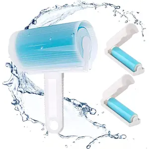 Washable  Lint Roller 3 Pack, Portable Travel Sticky   Hair Remover Cleaner with Cover Include Medium and Mini Size for Clothes, Pet Hairs, Carseats